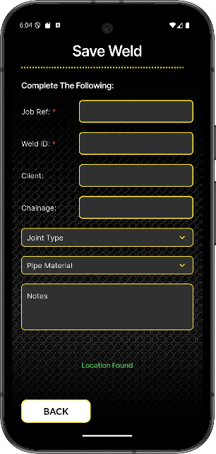 Polypal app screen — Save weld details